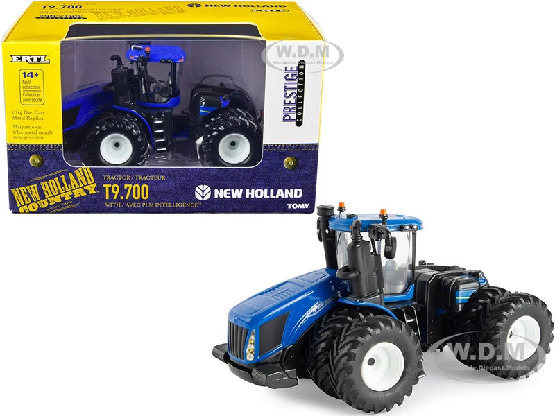 New Holland T9.700 Tractor with Dual Wheels Blue with AVEC PLM Intelligence 1/64 Diecast Model by ERTL TOMY - Tractors & Farm Models