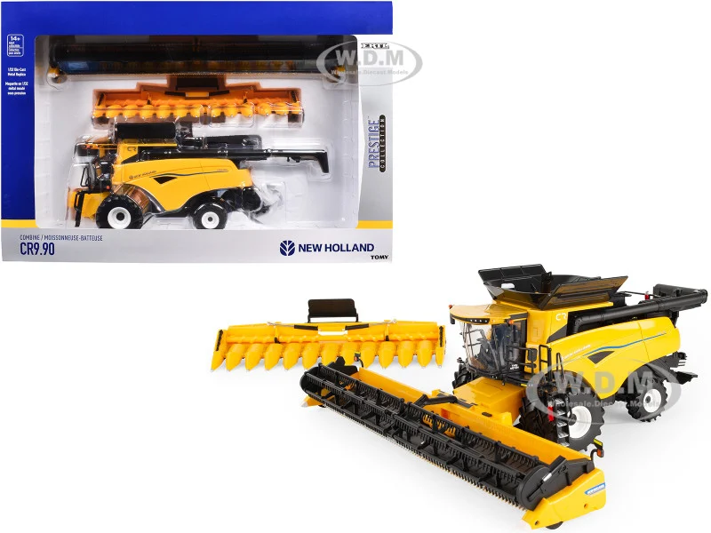 New Holland CR9.90 Combine Yellow with Corn Head and Draper Head "Prestige Collection" 1/32 Diecast Model by ERTL TOMY - Tractors & Farm Models