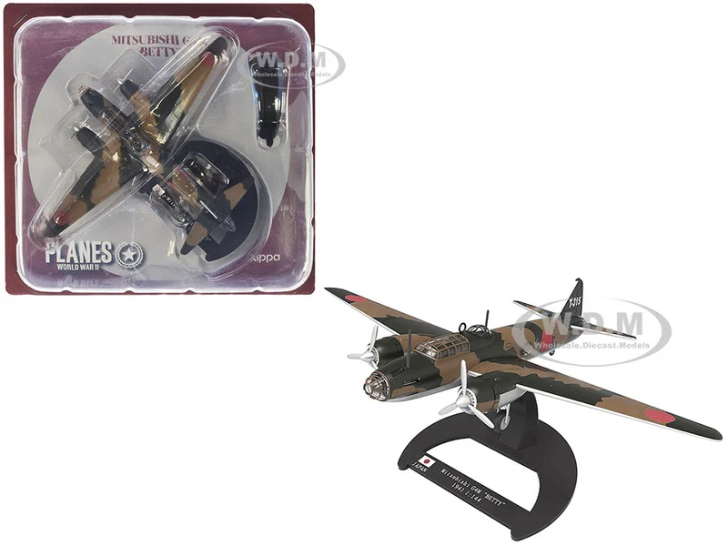 Mitsubishi G4M Bomber Aircraft "Betty, Takao Kokutai, Philippines" Imperial Japanese Navy (1941) "Planes of World War II" Series 1/144 Diecast Model Airplane by Luppa - Mitsubishi Models