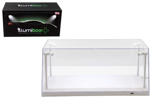 Collectible Display Show Case with LED Lights for 1/18 1/24 Models with White Base by Illumibox - Accessories
