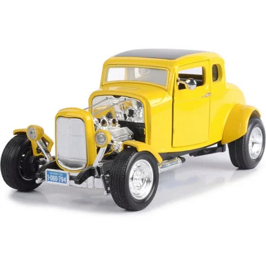 1932 FORD 5-WINDOW HOT ROD 1/18 Die Cast Model - YELLOW Motormax (73172B)