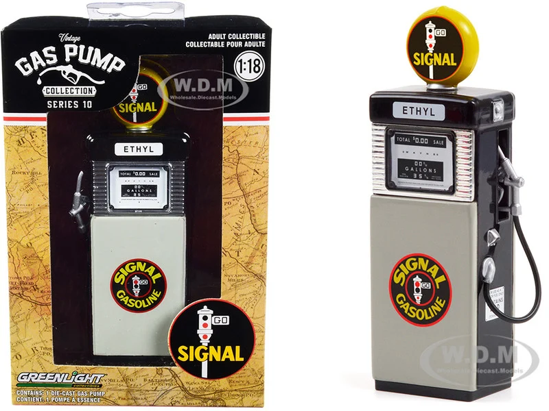 1951 Wayne 505 Gas Pump "Signal Gasoline" Black and Gray "Vintage Gas Pumps" Series 10 1/18 Diecast Replica by Greenlight - Accessories