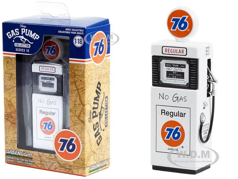 1951 Wayne 505 Gas Pump "Union 76 Regular Gasoline" "No Gas" White "Vintage Gas Pumps" Series 12 1/18 Diecast Replica by Greenlight - Accessories