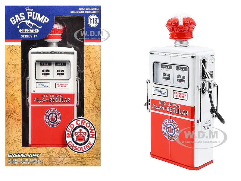 1954 Tokheim 350 Twin Gas Pump "Red Crown Gasoline" White and Red "Vintage Gas Pumps" Series 17 1/18 Diecast Replica by Greenlight - Accessories