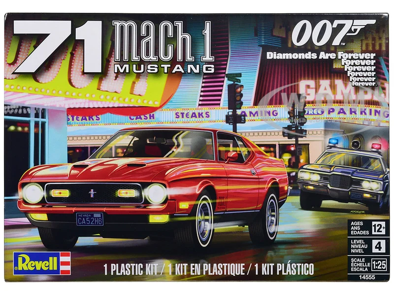 Level 4 Model Kit 1971 Ford Mustang Mach 1 James Bond 007 "Diamonds Are Forever" (1971) Movie 1/25 Scale Model by Revell - Ford Models