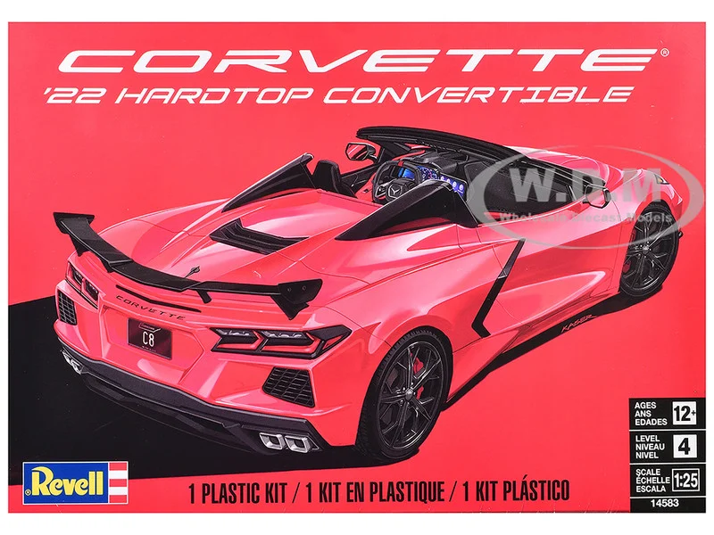 Level 4 Model Kit 2022 Chevrolet Corvette C8 Hardtop Convertible 1/25 Scale Model by Revell - Chevrolet Models