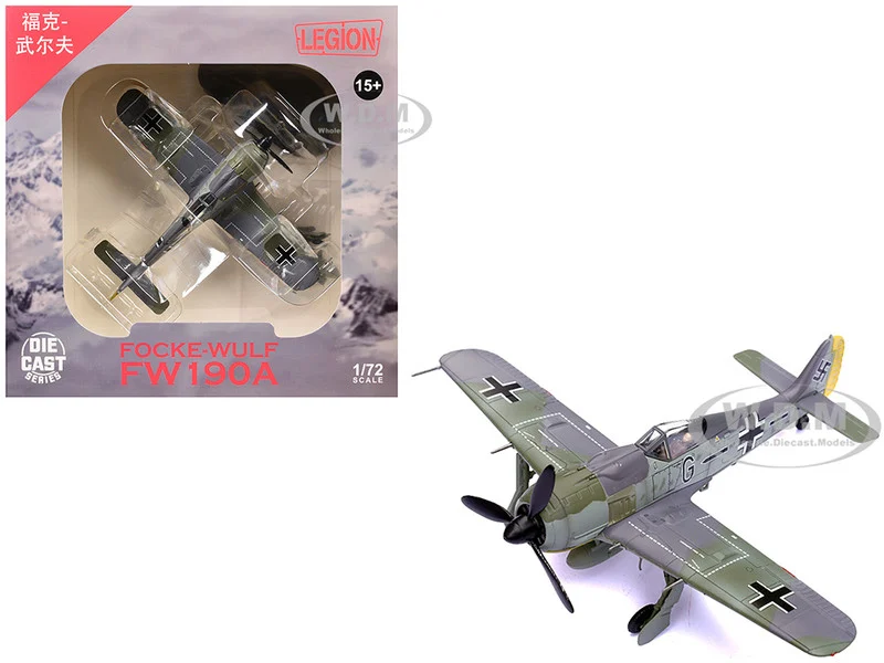 Focke-Wulf Fw 190A Aircraft "14-Victory Ace Hauptmann Wilhelm Gath, Stab/JG 26 Schlageter, France" (1942) German Luftwaffe 1/72 Diecast Model Airplane by Legion