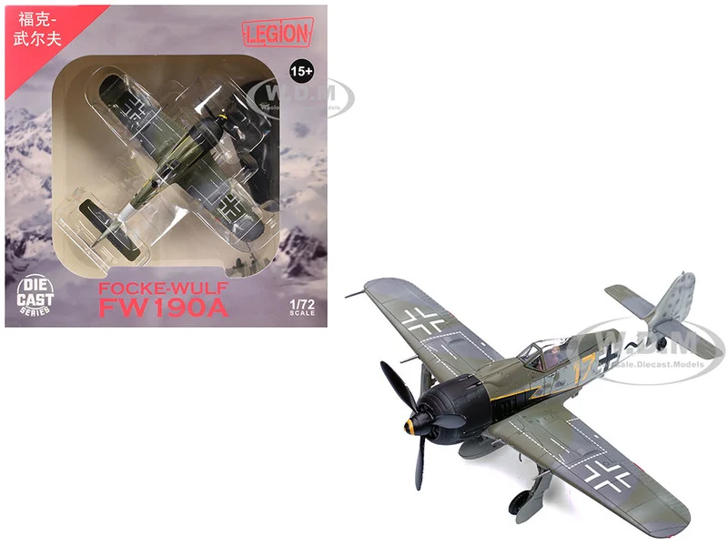 Focke-Wulf Fw 190A Aircraft "Yellow 17, 24-Victory Ace Willi Unger, 12./JG 3 Udet, Germany" (1944) German Luftwaffe 1/72 Diecast Model Airplane by Legion