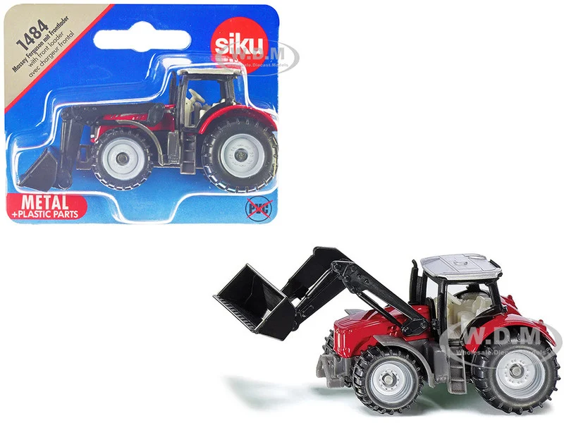 Massey Ferguson Tractor with Front Loader Red with Silver Top Diecast Model by Siku - Massey Ferguson Models