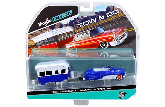 1950 Mercury with Alameda Trailer Blue / White Tow & Go 1/64 Diecast Model by Maisto - Mercury Models