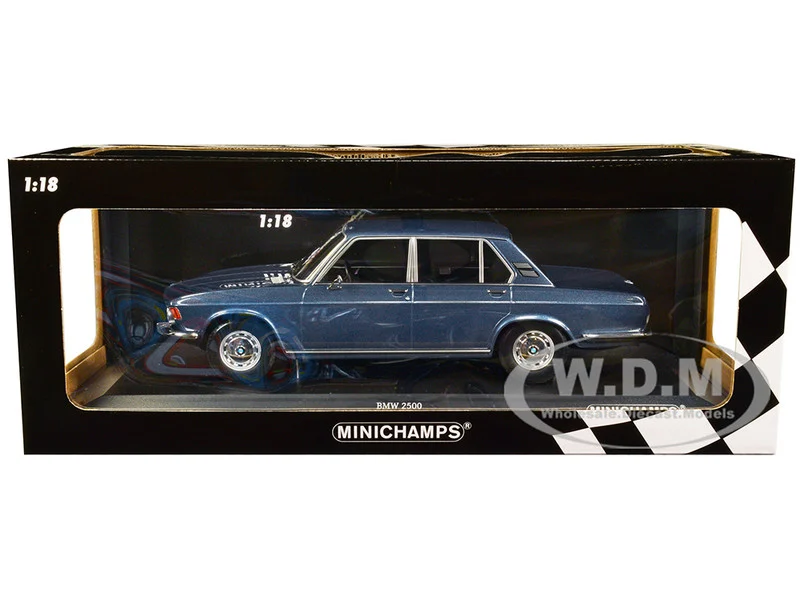 1968 BMW 2500 Blue Metallic Limited Edition to 504 pieces Worldwide 1/18 Diecast Model Car by Minichamps - BMW Models