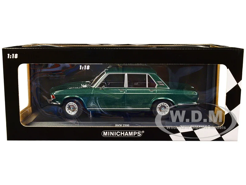 1968 BMW 2500 Green Metallic Limited Edition to 504 pieces Worldwide 1/18 Diecast Model Car by Minichamps - BMW Models