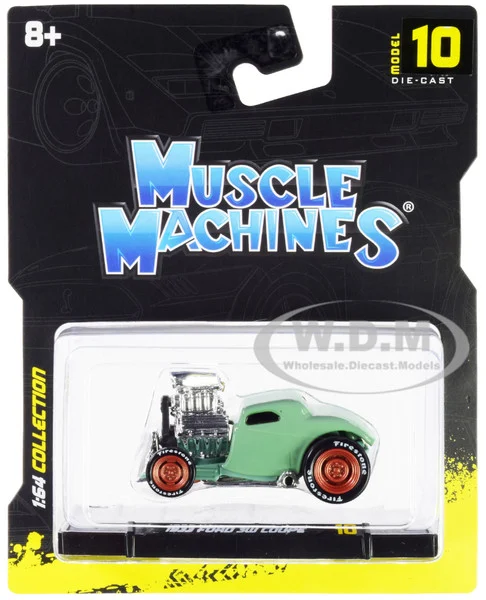1933 Ford 3W Coupe Light Green 1/64 Diecast Model Car by Muscle Machines - Ford Models