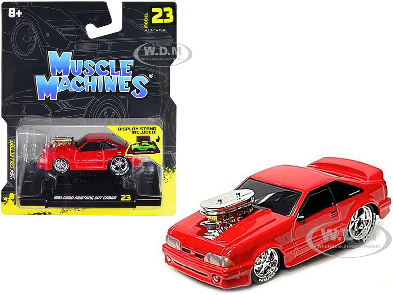 1993 Ford Mustang SVT Cobra Red 1/64 Diecast Model Car by Muscle Machines - Ford Models