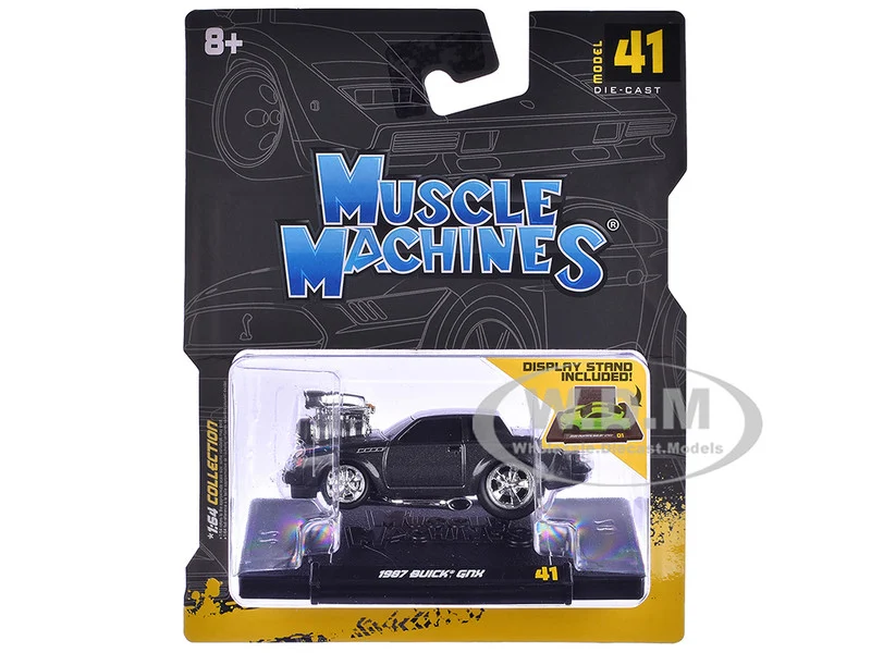 1987 Buick GNX Black Metallic 1/64 Diecast Model Car by Muscle Machines - Buick Models