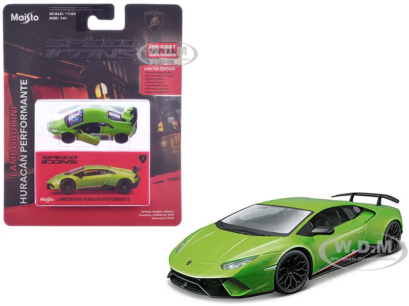 Lamborghini Huracan Performante Green "Speed Icons" Series 1/64 Diecast Model Car by Maisto - Lamborghini Models