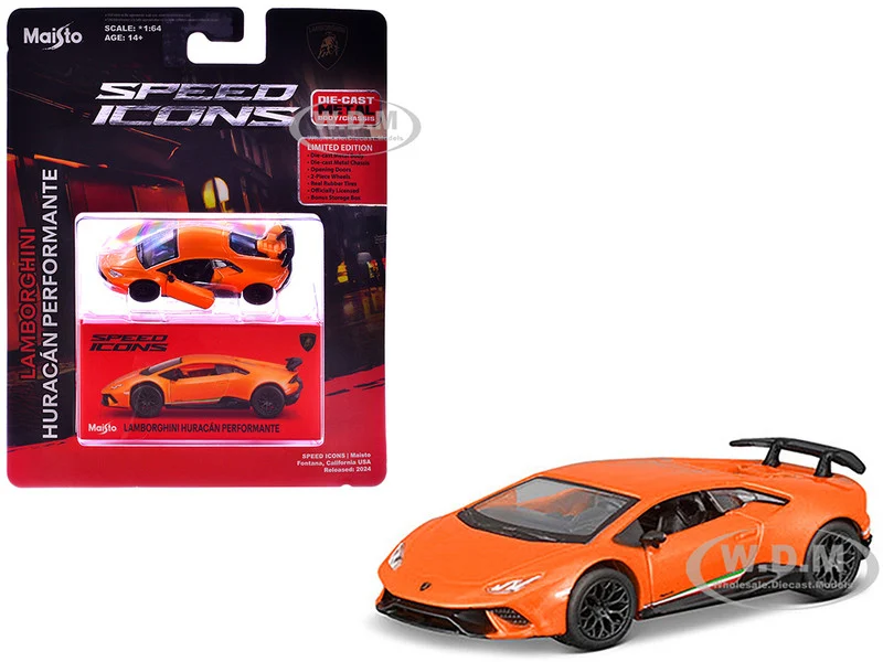 Lamborghini Huracan Performante Orange "Speed Icons" Series 1/64 Diecast Model Car by Maisto - Lamborghini Models