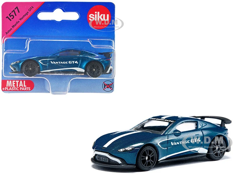 Aston Martin Vantage GT4 Blue Metallic with White Stripes Diecast Model Car by Siku - Aston Martin Models