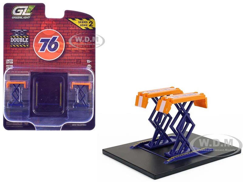 Automotive Double Scissor Lift "Union 76" Orange and Blue "Double Scissor Lifts" Series 2 1/64 Diecast Model by Greenlight - Accessories