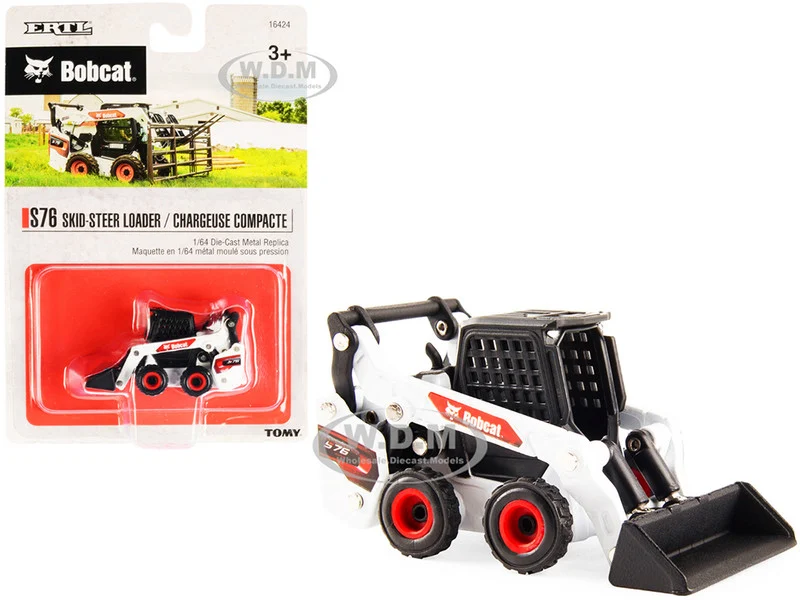 Bobcat S76 Skid Steer Loader White and Black 1/64 Diecast Model by ERTL TOMY - Bobcat Models