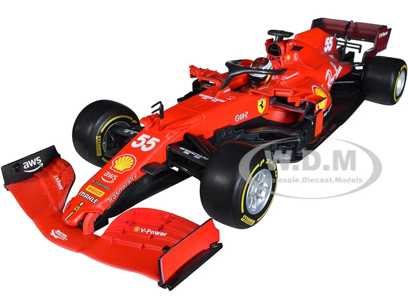 Ferrari SF21 #55 Carlos Sainz Formula One F1 Car "Ferrari Racing" Series 1/18 Diecast Model Car by Bburago - Formula 1 Models