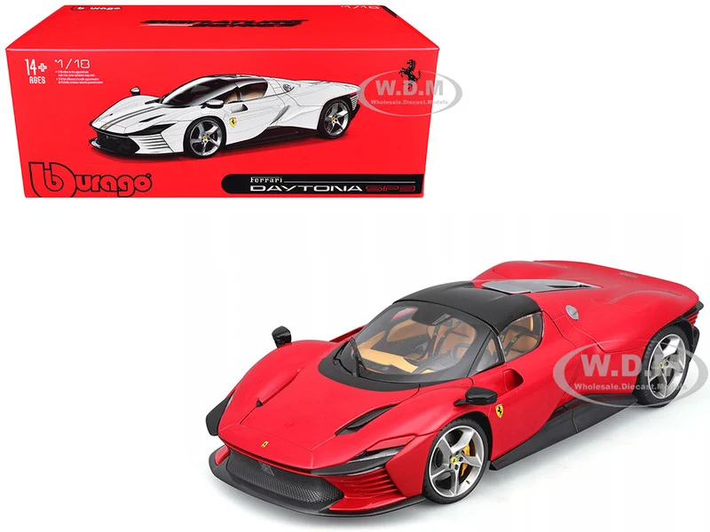 Ferrari Daytona SP3 Red with Black Top "Signature Series" 1/18 Diecast Model Car by Bburago - Ferrari Models