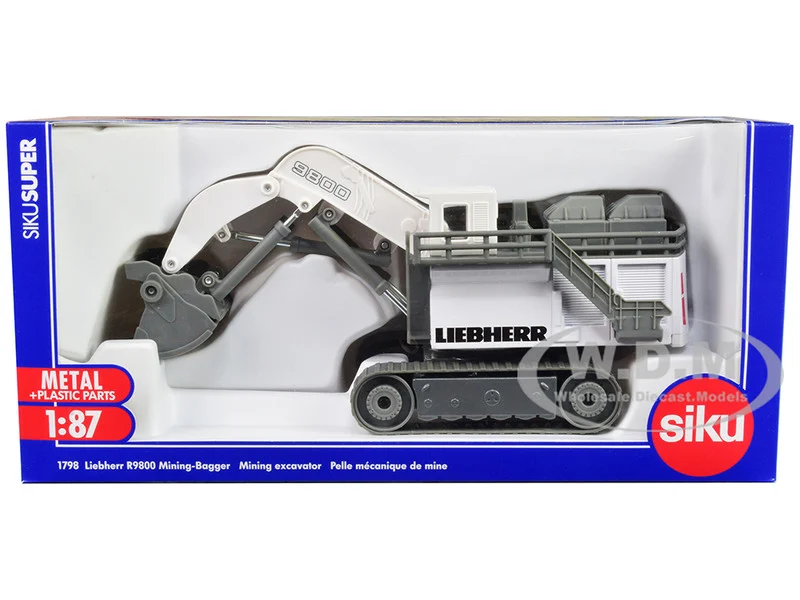 Liebherr R9800 Mining Excavator White and Gray 1/87 (HO) Diecast Model by Siku - Liebherr Models