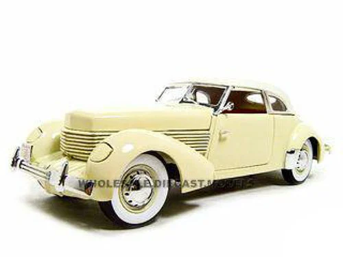 1936 Cord 810 Coupe Yellow with Cream Top and Red Interior 1/18 Diecast Model Car by Signature Models - Cord Models