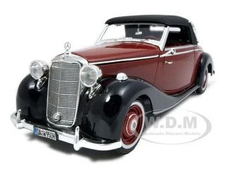 1950 Mercedes Benz 170S Cabriolet Burgundy and Black 1/18 Diecast Model Car by Signature Models - Mercedes Models