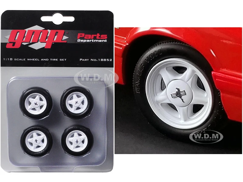 Pony Wheels and Tires Set of 4 pieces from "1992 Ford Mustang LX" 1/18 by GMP - Accessories