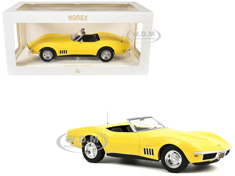 1969 Chevrolet Corvette Cabriolet Daytona Yellow 1/18 Diecast Model Car by Norev - Chevrolet Models