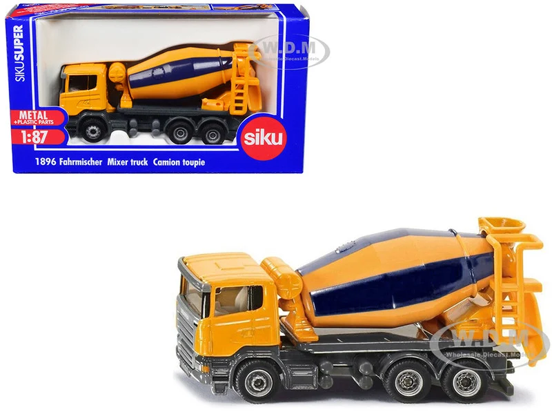 Scania Mixer Truck Yellow 1/87 (HO) Diecast Model by Siku - Construction Models