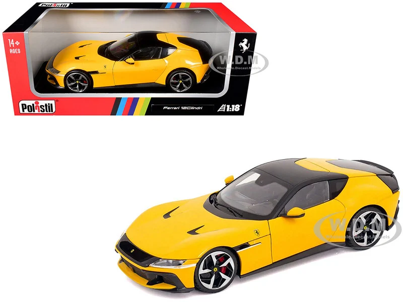 2024 Ferrari 12Cilindri Giallo Monza Yellow with Black Top 1/18 Diecast Model Car by Polistil - Ferrari Models