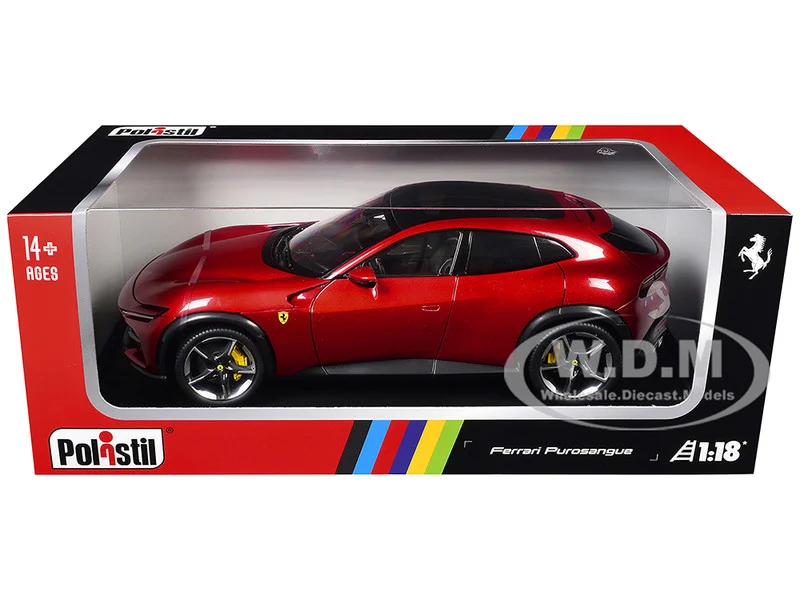 2022 Ferrari Purosangue Rosso Magma Red Metallic with Black Top 1/18 Diecast Model Car by Polistil - Ferrari Models