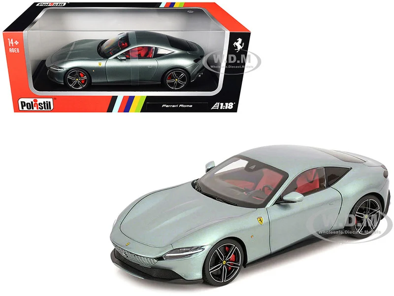 2019 Ferrari Roma Gray Metallic with Pink Interior 1/18 Diecast Model Car by Polistil - Ferrari Models
