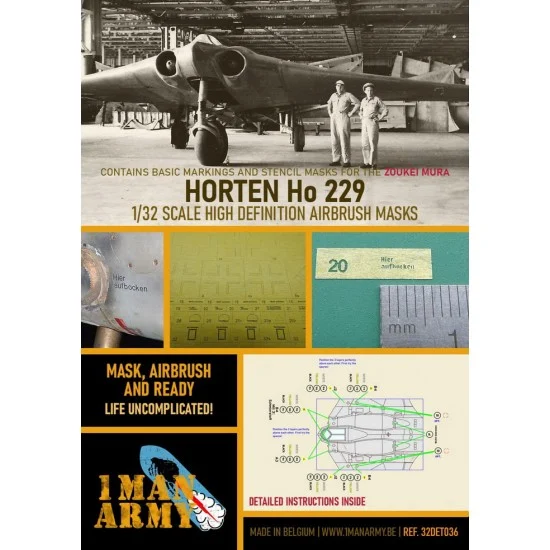 1 Man Army 32DET036 1/32 Horten HO 229 Masking for Zoukei Mura kits - Model Planes