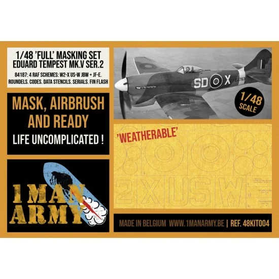 1 Man Army 48KIT004 1/48 Hawker Tempest Mk V Ser. 2 Full Masking Set for Eduard kits - Model Planes