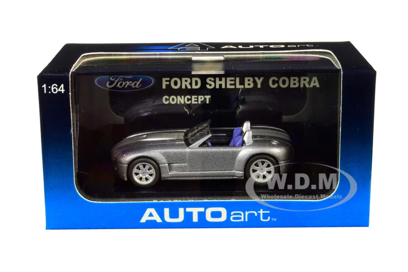 Ford Shelby Cobra Concept Tungsten Silver Metallic with Gray Stripes 1/64 Model Car by Autoart - Ford Models