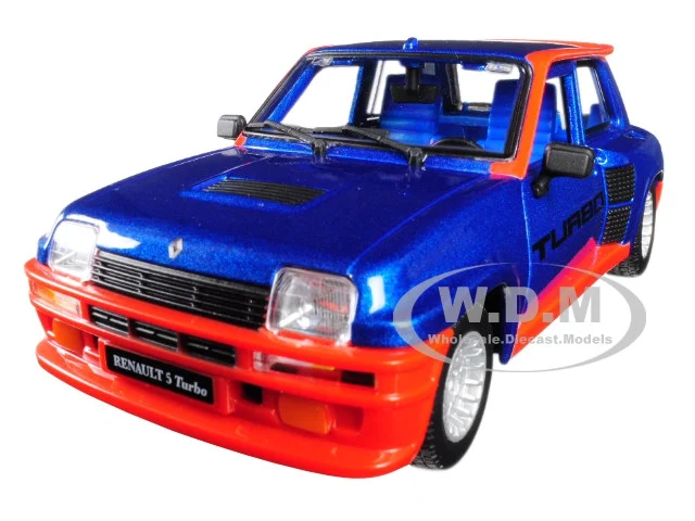 Renault 5 Turbo Metallic Blue with Red Accents 1/24 Diecast Model Car by Bburago - Renault Models