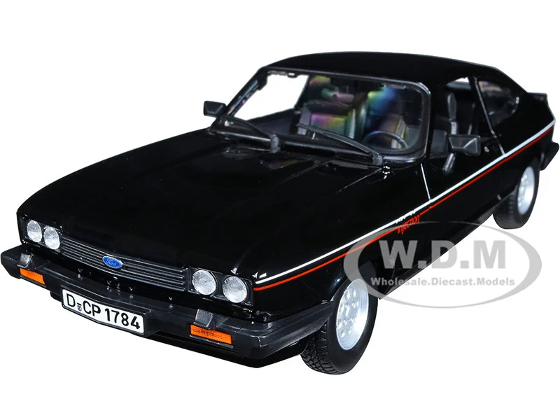 1982 Ford Capri Black with Stripes 1/24 Diecast Model Car by Bburago - Ford Models