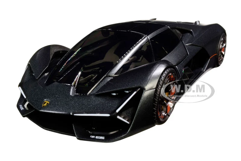 Lamborghini Terzo Millennio Dark Gray Metallic with Black Top and Carbon Accents 1/24 Diecast Model Car by Bburago - Lamborghini Models