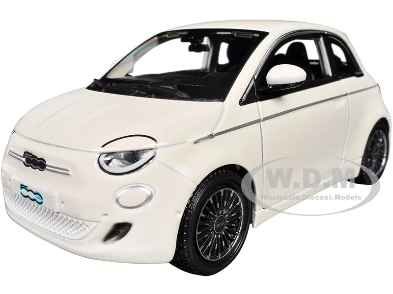 2023 Fiat 500e White 1/24 Diecast Model Car by Bburago - Fiat Models
