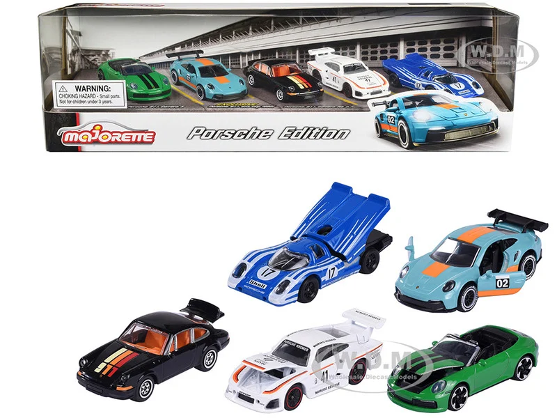 Porsche Edition (2023) 5 piece Set 1/64 Diecast Model Cars by Majorette - Porsche Models