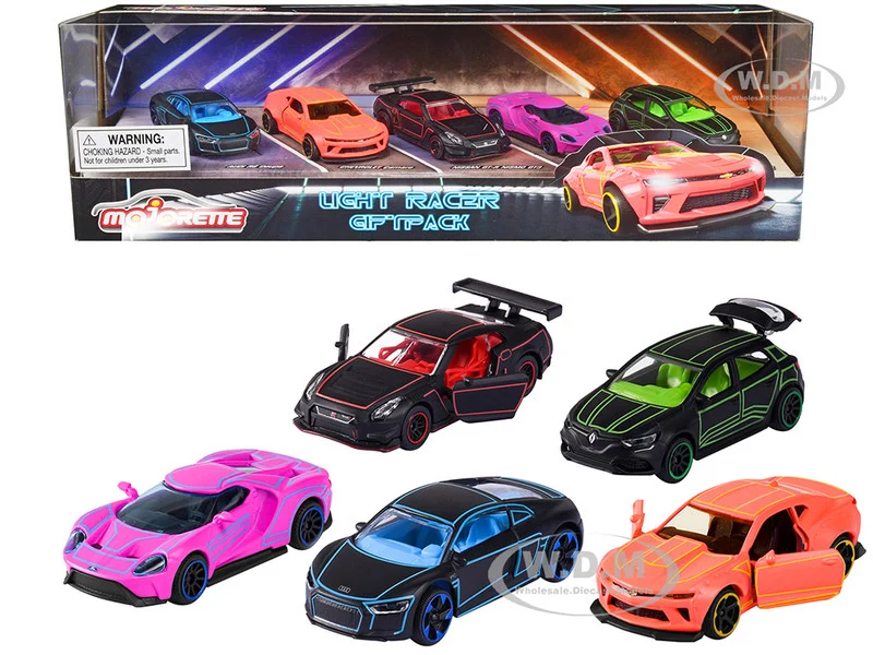 Light Racer Giftpack (2023) 5 Piece Set 1/64 Diecast Model Cars by Majorette - 1/64 Scale Sets