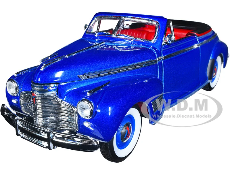 1941 Chevrolet Special Deluxe Convertible Blue Metallic with Red Interior "NEX Models" 1/24 Diecast Model Car by Welly - Chevrolet Models