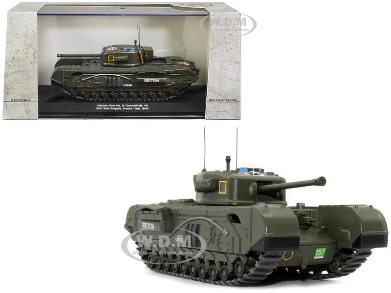 Infantry Tank Mk. IV Churchill Mk. VII "Briton" "UK 34th Tank Brigade, France July 1944" 1/43 Diecast Model by AFVs of WWII - Military Models