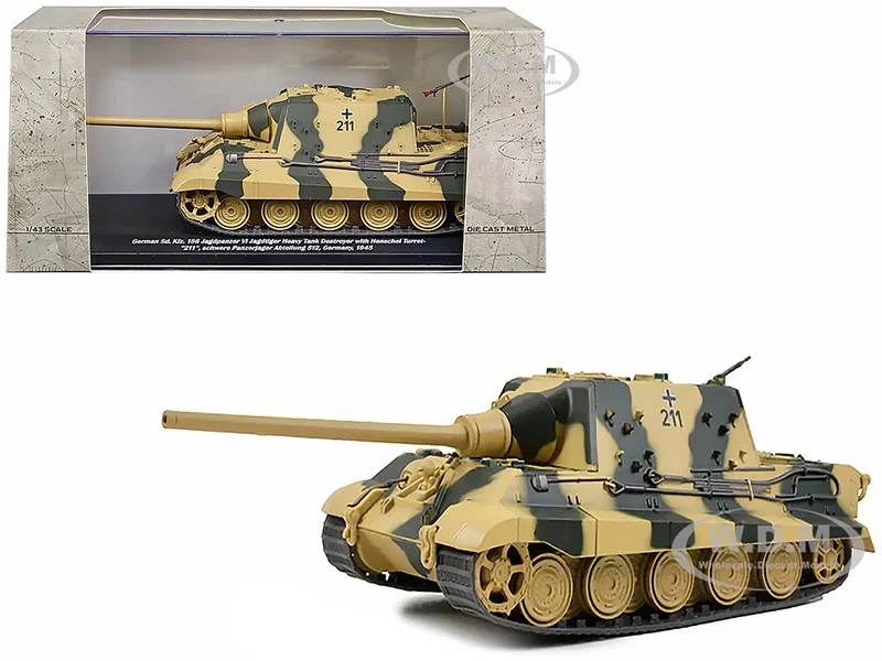 German Sd. Kfz. 186 Jagdpanzer VI Jagdtiger Heavy Tank Destroyer #211 with Henschel Turret "Schwere Panzerjager Abteilung 512, Germany, 1945" 1/43 Diecast Model by AFVs of WWII - Military Models