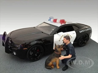 Police Guy & K9 Unit Dog Figure Set For 1:18 Diecast Model Cars by American Diorama - Police Models