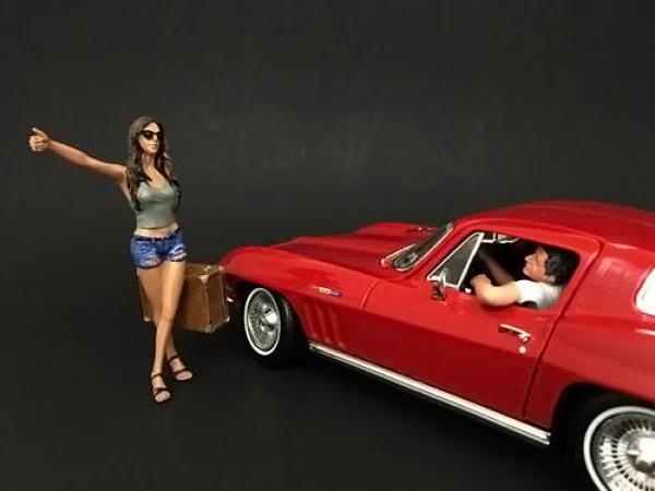 Hitchhiker 2 piece Figurine Set (Green Shirt) for 1/24 Scale Models by American Diorama - Accessories