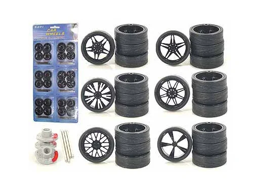 Wheels and Tires and Rims Multipack Set of 24 pieces for 1/24 Scale Model Cars and Trucks - Accessories
